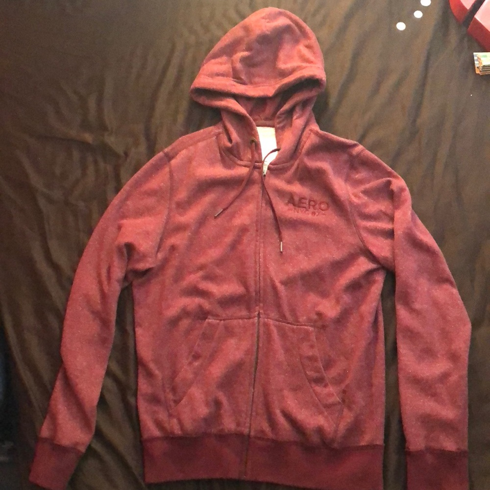 Red and white marbled aeropostale hoodie